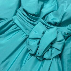 1950s Style Vintage Seafoam Green Blue Tea Length Crumb Catcher Gather Bow Dress